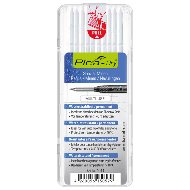 Pica Recharge de mines résistantes à l'eau blanche