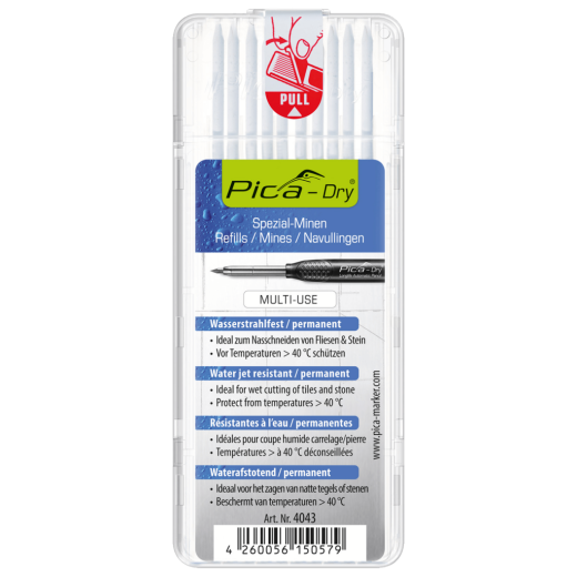 Pica Recharge de mines résistantes à l'eau blanche