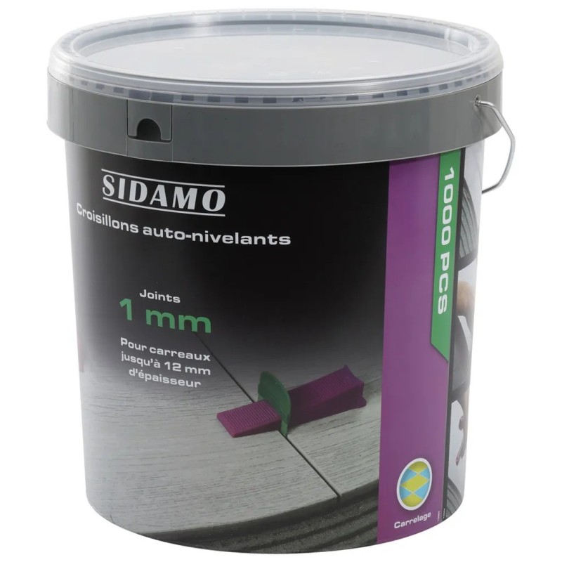 Sidamo Seau de 1000 croisillons auto-nivelants 1mm