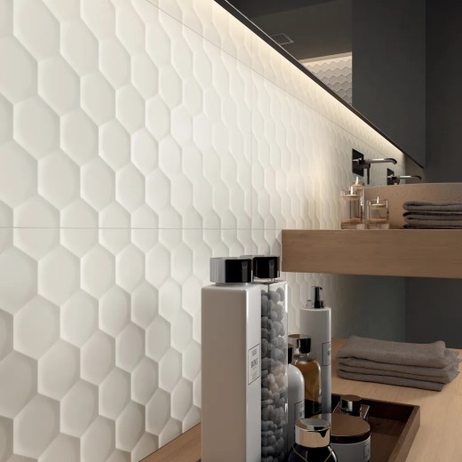 4d.hexagon White Matt 40x80  Carrelage Intérieur Béton Rectifié
