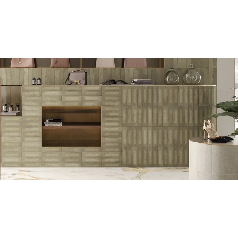 Fornace Formella Verde Muschio 6x24 Carrelage Intérieur Zellige Non Rectifié 