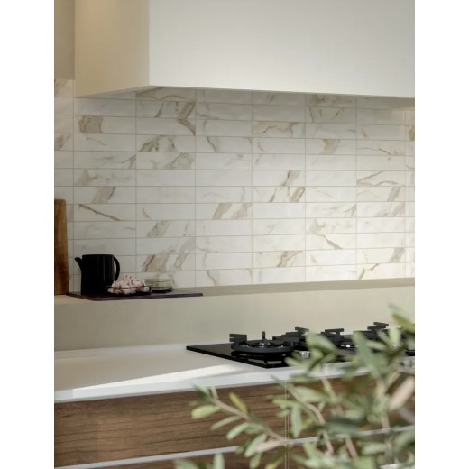 Scultorea Calacatta Oro Fino Velvet 6x24 Carrelage Intérieur Zellige Non Rectifié 