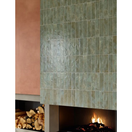 Fuoco Verde Rame 6x24 Carrelage Intérieur Zellige Non Rectifié 