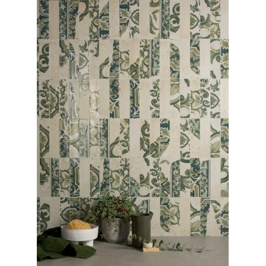 Fregio Verde Maiolica 6x24 Carrelage Intérieur Zellige Non Rectifié 