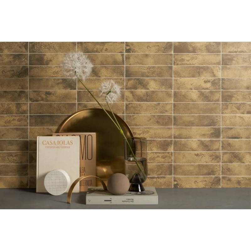 Fuoco Oro Brunito 6x24 Carrelage Intérieur Zellige Non Rectifié 
