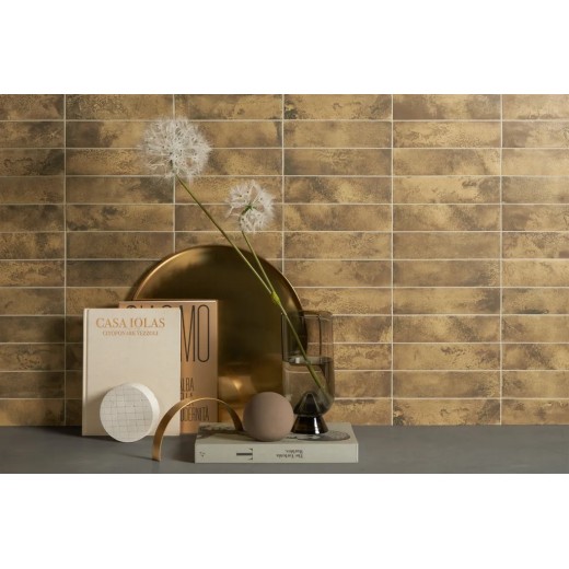 Fuoco Oro Brunito 6x24 Carrelage Intérieur Zellige Non Rectifié 