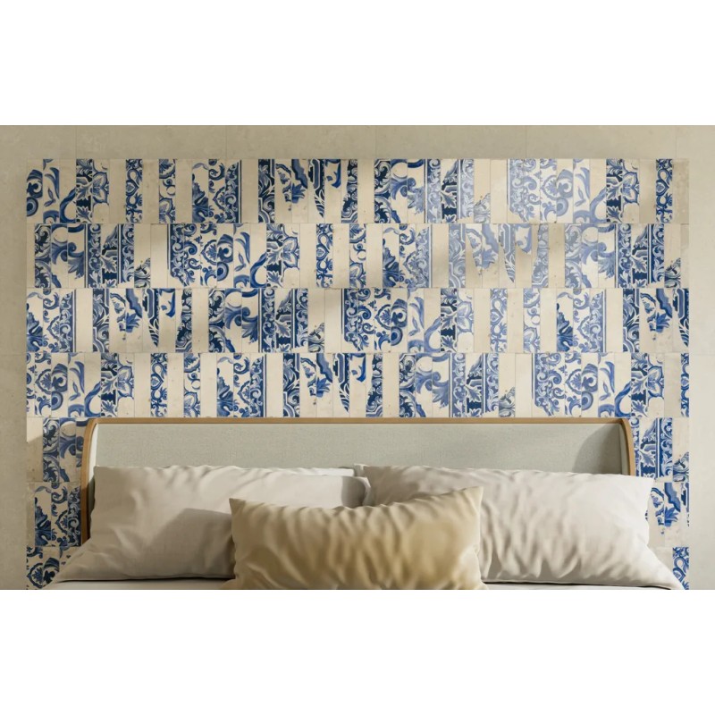 Fregio Blu Maiolica 6x24 Carrelage Intérieur Zellige Non Rectifié 