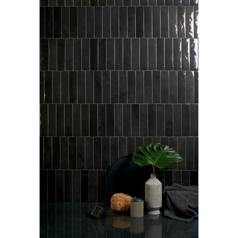 Soda Nero Magma 6x24 Carrelage Intérieur Zellige Non Rectifié 