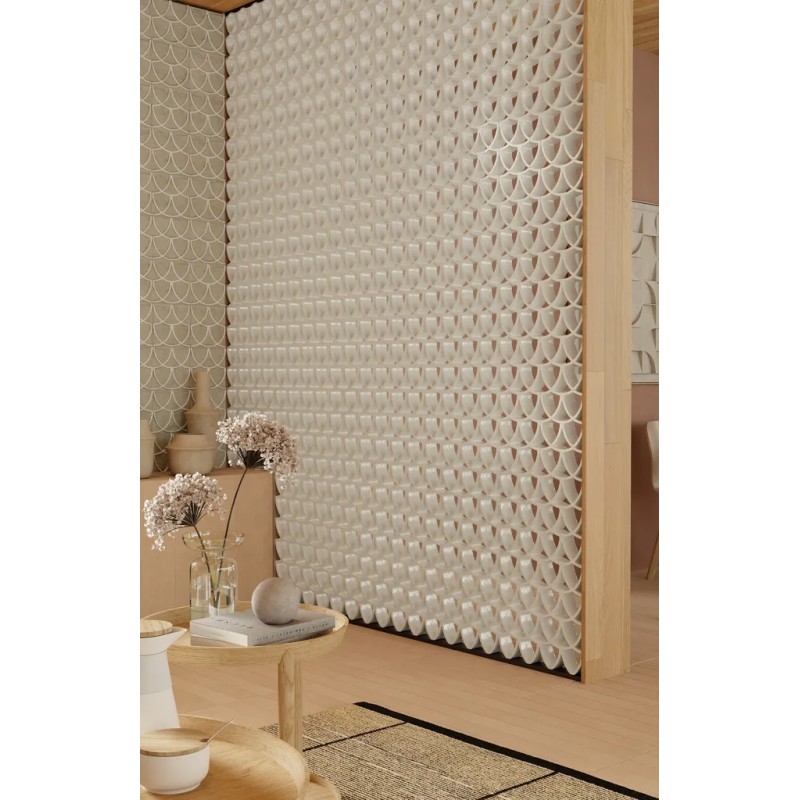 Arialuce Curve Bianco Glassa 20x20 Dalle 2cm Reconstitué Non Rectifié