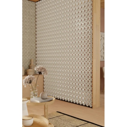 Arialuce Curve Bianco Glassa 20x20 Dalle 2cm Reconstitué Non Rectifié