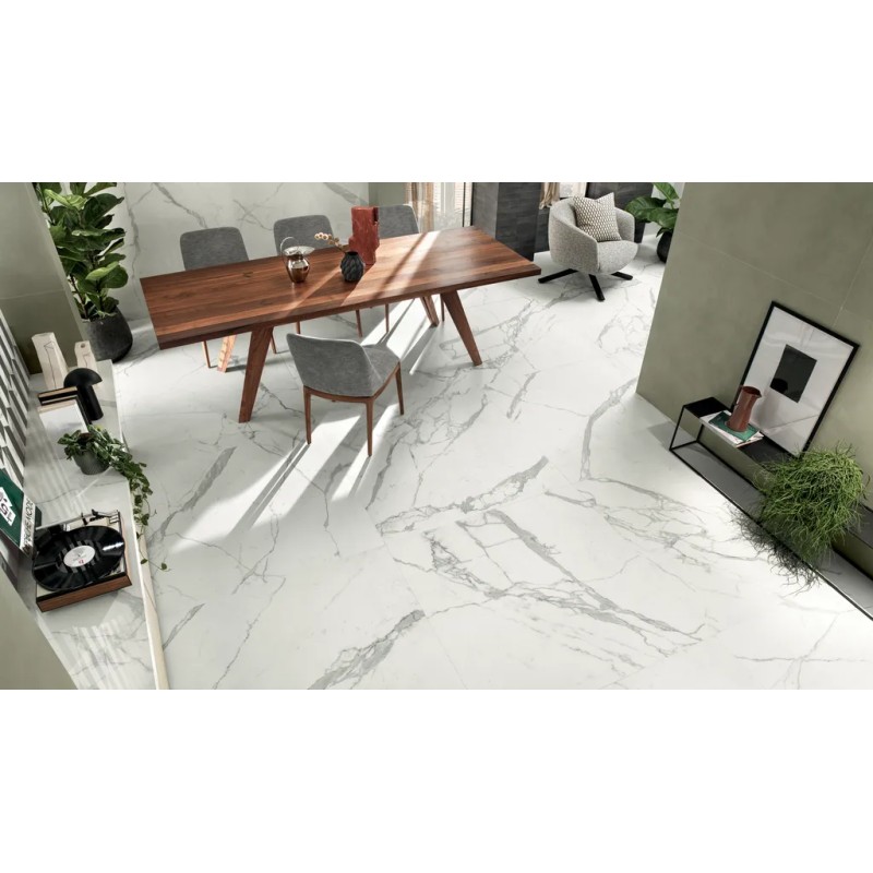 Scultorea Statuario Vena Argento Velvet 120x120  Carrelage Intérieur Marbre Rectifié