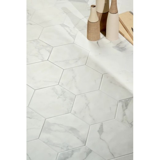 Scultorea Statuario Vena Argento Esagona 25x21,6 Carrelage Intérieur Marbre Non Rectifié 