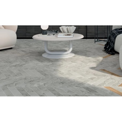 Scultorea Foam Grey Chevron A+b 7,5x45 Carrelage Intérieur Marbre Non Rectifié 