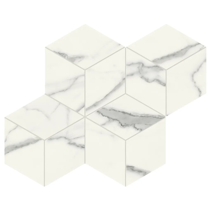 Scult. Statuario Vena Argento Tess. Rombo Ref. 44,2x35,6 Carrelage Intérieur Marbre Non Rectifié 