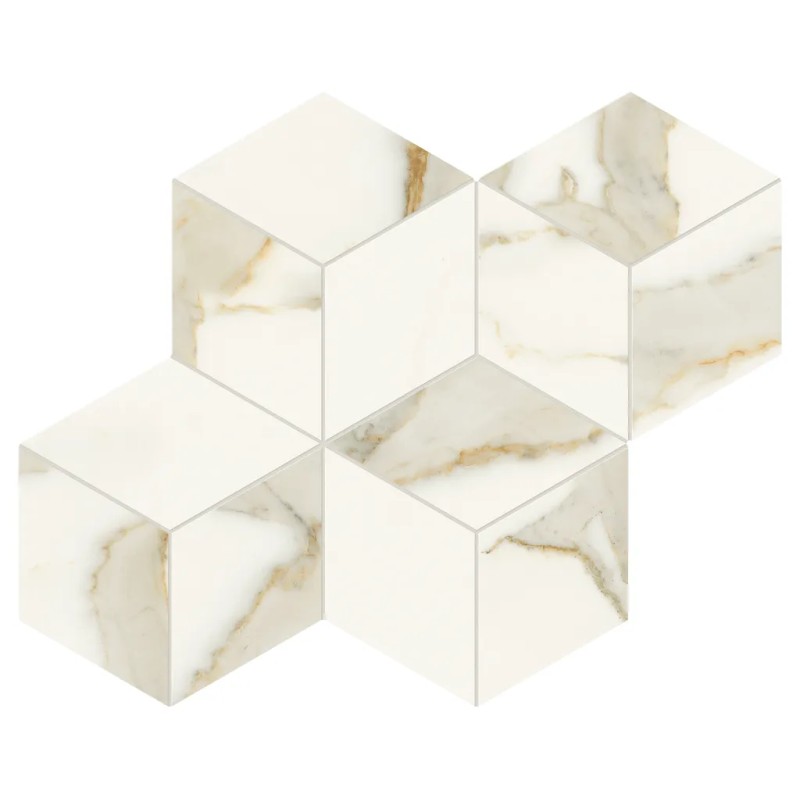 Mosaïque Scultorea Calacatta Oro  Rombo Reflex 44,2x35,6 Carrelage Intérieur Marbre Non Rectifié 