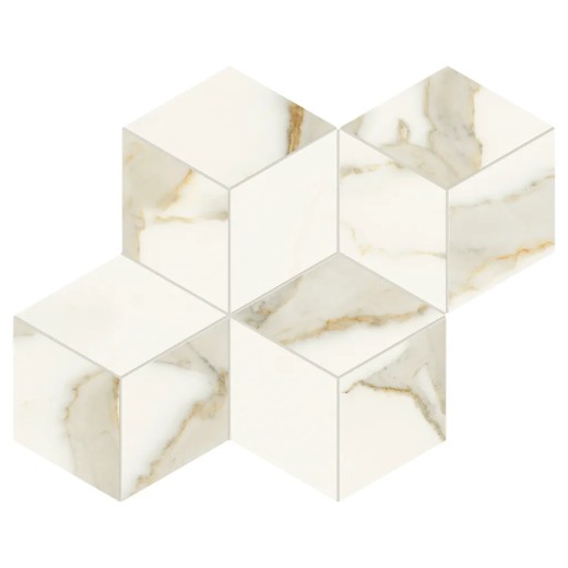Mosaïque Scultorea Calacatta Oro  Rombo Reflex 44,2x35,6 Carrelage Intérieur Marbre Non Rectifié 