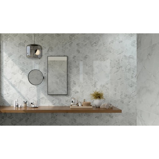 Mosaïque Scultorea Foam Grey  Rombo Reflex 44,2x35,6 Carrelage Intérieur Marbre Non Rectifié 