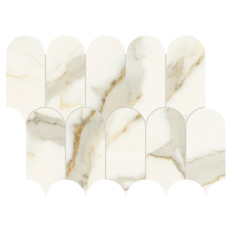 Scult. Calacatta Oro Fino Tess. Arco Ref. 41,2x30,3 Carrelage Intérieur Marbre Non Rectifié 