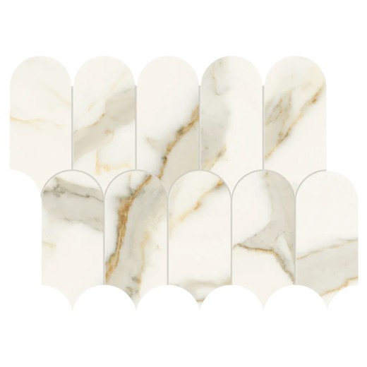 Scult. Calacatta Oro Fino Tess. Arco Ref. 41,2x30,3 Carrelage Intérieur Marbre Non Rectifié 