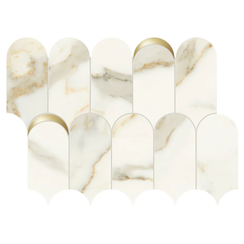 Scult. Calacatta Oro Fino Tess. Arco Oro Ref. 41,2x30,3 Carrelage Intérieur Marbre Non Rectifié 