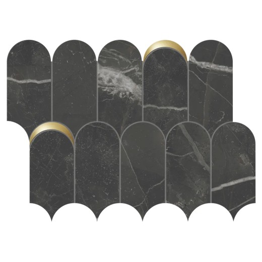 Mosaïque Scultorea Dark Diamond  Arco Oro Ref. 41,2x30,3 Carrelage Intérieur Marbre Non Rectifié 
