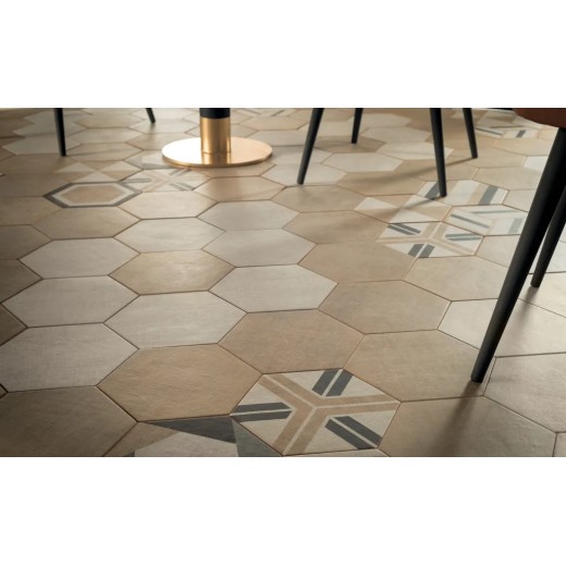 Textile Sand Esagona  25x21,6 Carrelage Intérieur Imitation carreaux de ciment Non Rectifié 