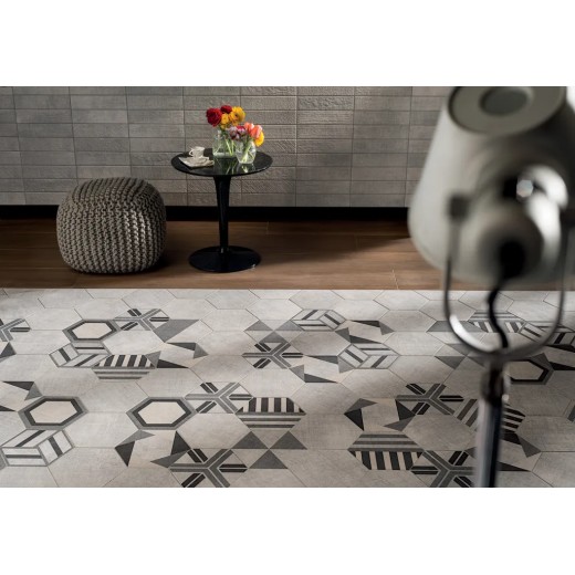 Textile Mix Esagona Versione F  25x21,6 Carrelage Intérieur Imitation carreaux de ciment Non Rectifié 