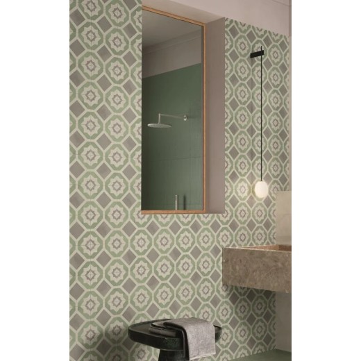 Terra.art Geometrico Sabbia/menta 20x20 Carrelage Intérieur Imitation carreaux de ciment Non Rectifié 