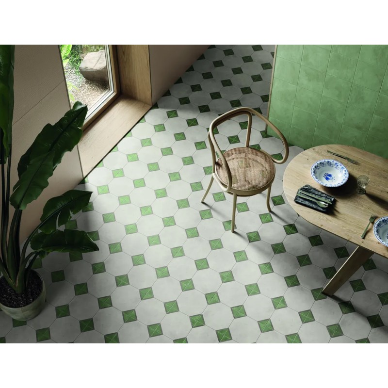 Terra.art Ottagono Sabbia/menta 20x20 Carrelage Intérieur Imitation carreaux de ciment Non Rectifié 