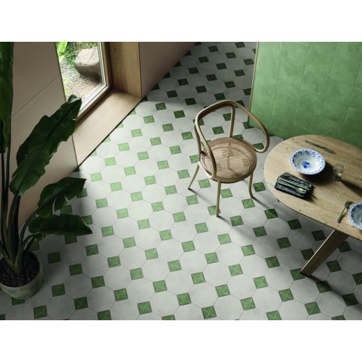 Terra.art Ottagono Sabbia/menta 20x20 Carrelage Intérieur Imitation carreaux de ciment Non Rectifié 