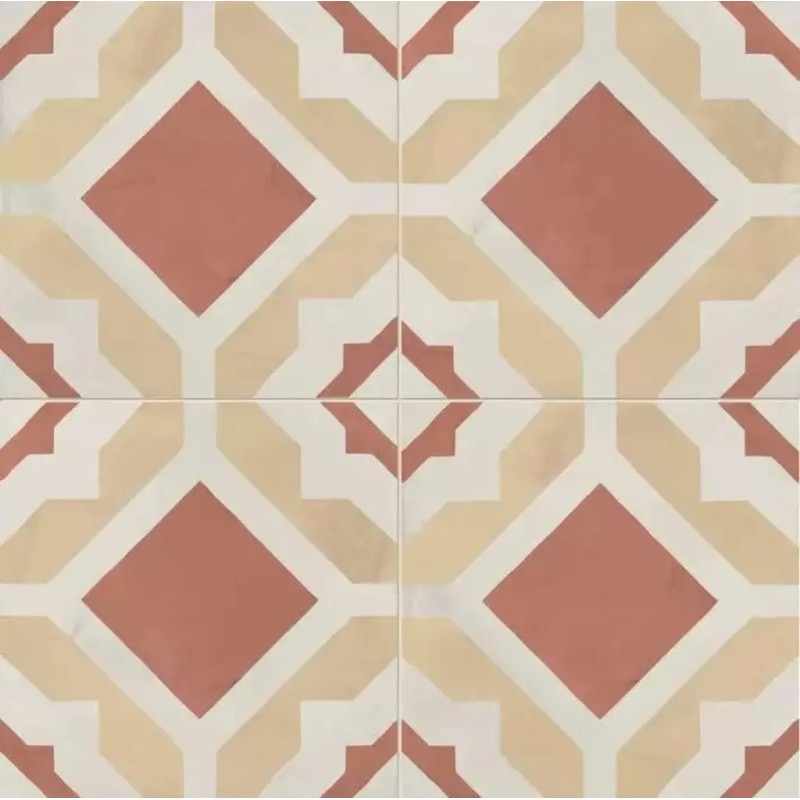 Terra.art Geometrico Tramonto/crema 20x20 Carrelage Intérieur Imitation carreaux de ciment Non Rectifié 