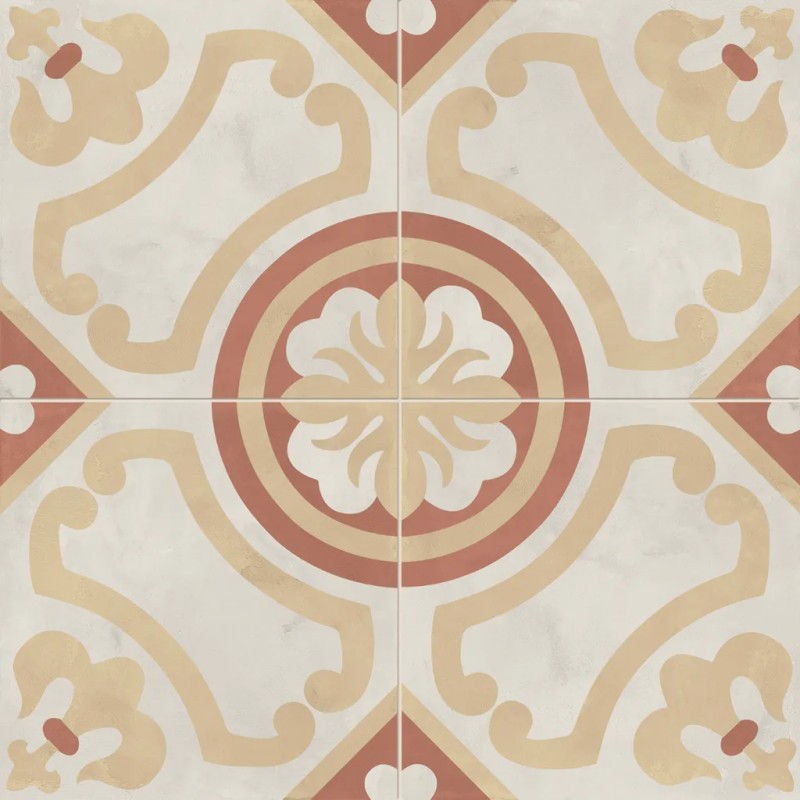Terra.art Giglio Tramonto/crema 20x20 Carrelage Intérieur Imitation carreaux de ciment Non Rectifié 