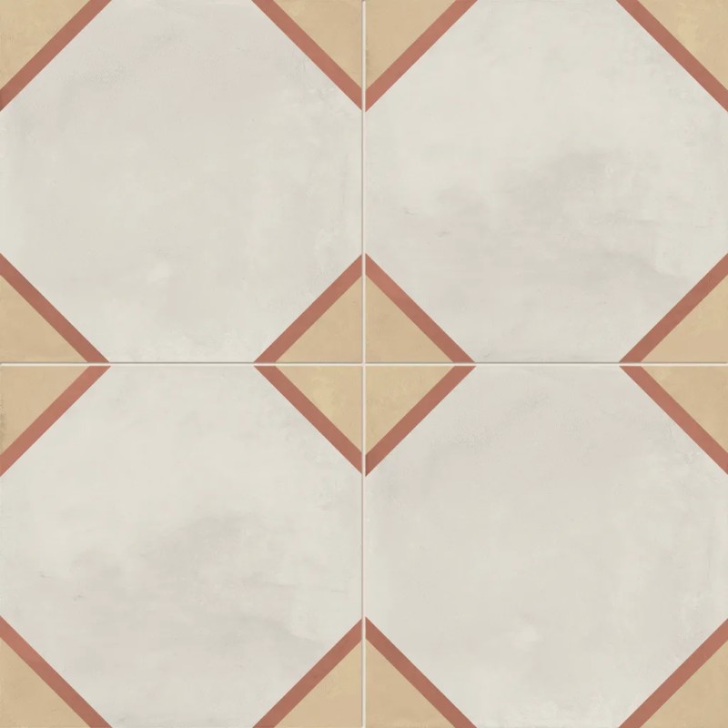 Terra.art Ottagono Tramonto/crema 20x20 Carrelage Intérieur Imitation carreaux de ciment Non Rectifié 