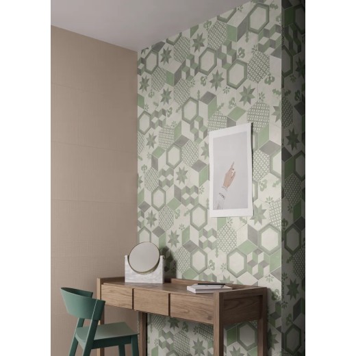 Terra.art Mix Sabbia/menta Esagona  25x21,6 Carrelage Intérieur Imitation carreaux de ciment Non Rectifié 