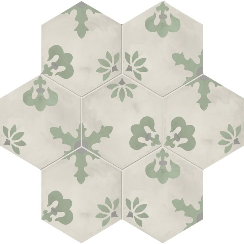 Terra.art Giglio Sabbia/menta Esagona  25x21,6 Carrelage Intérieur Imitation carreaux de ciment Non Rectifié 