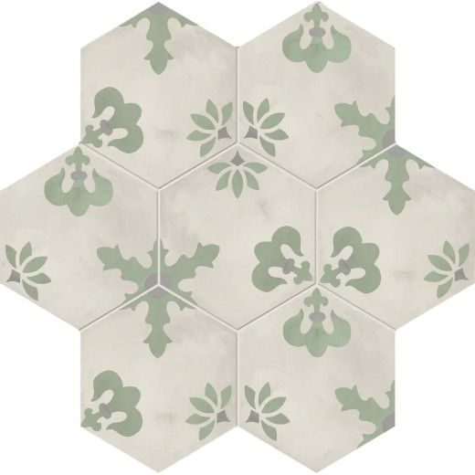 Terra.art Giglio Sabbia/menta Esagona  25x21,6 Carrelage Intérieur Imitation carreaux de ciment Non Rectifié 