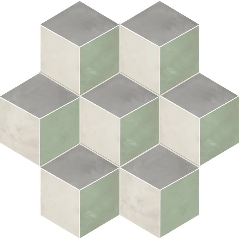 Terra.art Rombo Sabbia/menta Esagona  25x21,6 Carrelage Intérieur Imitation carreaux de ciment Non Rectifié 