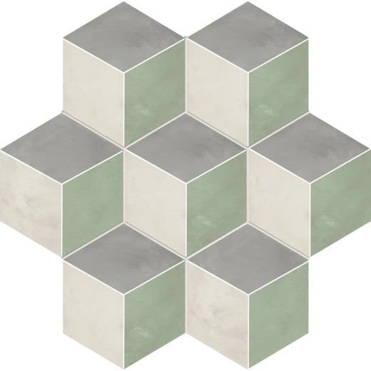 Terra.art Rombo Sabbia/menta Esagona  25x21,6 Carrelage Intérieur Imitation carreaux de ciment Non Rectifié 