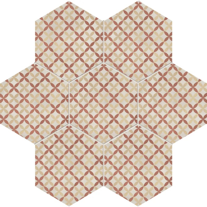 Terra.art Astro Tramonto/crema Esagona  25x21,6 Carrelage Intérieur Imitation carreaux de ciment Non Rectifié 