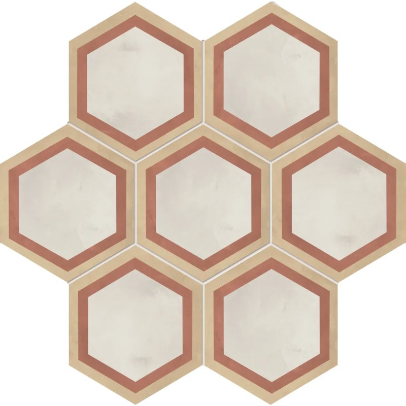 Terra.art Cornice Tramonto/crema Esagona  25x21,6 Carrelage Intérieur Imitation carreaux de ciment Non Rectifié 