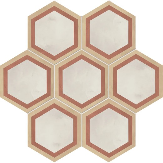 Terra.art Cornice Tramonto/crema Esagona  25x21,6 Carrelage Intérieur Imitation carreaux de ciment Non Rectifié 