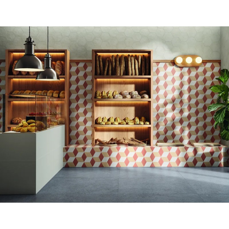 Terra.art Rombo Tramonto/crema Esagona  25x21,6 Carrelage Intérieur Imitation carreaux de ciment Non Rectifié 