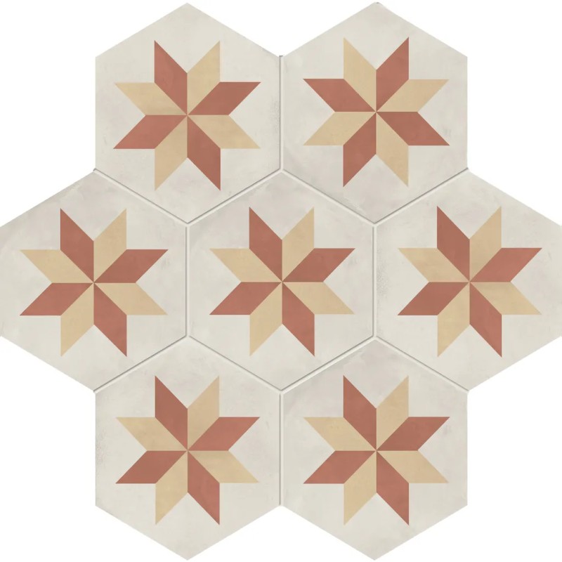 Terra.art Stella Tramonto/crema Esagona  25x21,6 Carrelage Intérieur Imitation carreaux de ciment Non Rectifié 
