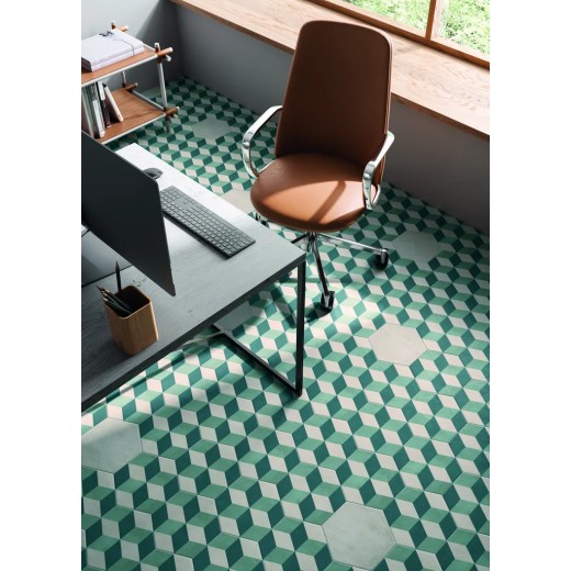 Terra.art Rombo Oceano/cielo Esagona  25x21,6 Carrelage Intérieur Imitation carreaux de ciment Non Rectifié 