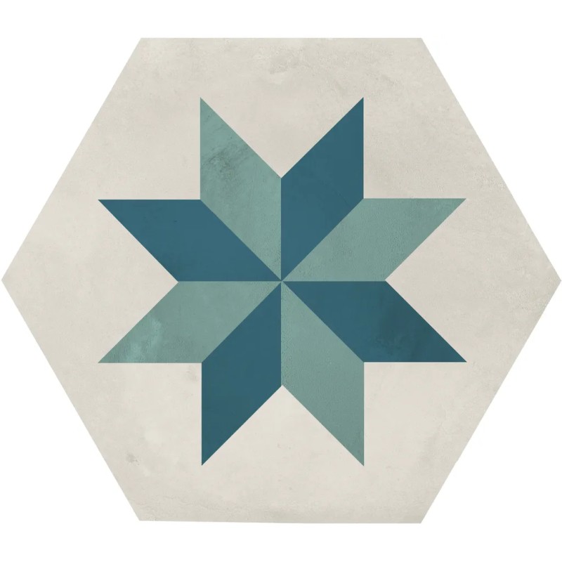 Terra.art Stella Oceano/cielo Esagona  25x21,6 Carrelage Intérieur Imitation carreaux de ciment Non Rectifié 