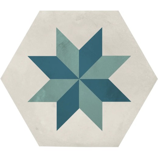Terra.art Stella Oceano/cielo Esagona  25x21,6 Carrelage Intérieur Imitation carreaux de ciment Non Rectifié 