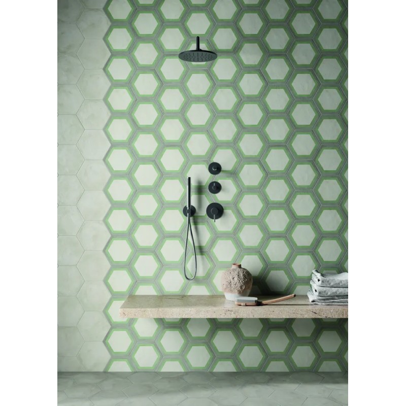 Terra.art Cornice Sabbia/menta Esagona  25x21,6 Carrelage Intérieur Imitation carreaux de ciment Non Rectifié 