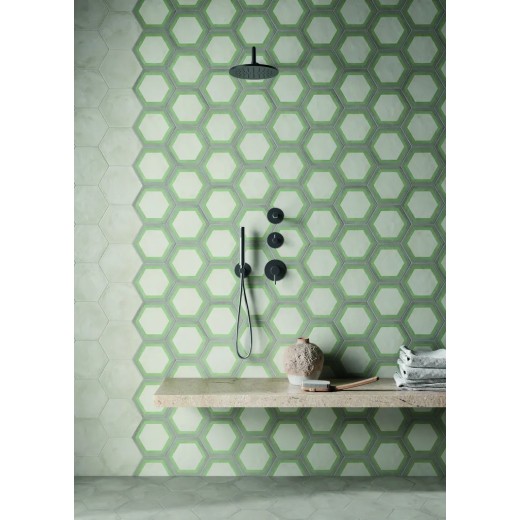Terra.art Cornice Sabbia/menta Esagona  25x21,6 Carrelage Intérieur Imitation carreaux de ciment Non Rectifié 