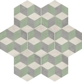 Terra.art Cubo Sabbia/menta Esagona  25x21,6 Carrelage Intérieur Imitation carreaux de ciment Non Rectifié 