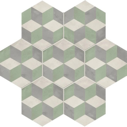 Terra.art Cubo Sabbia/menta Esagona  25x21,6 Carrelage Intérieur Imitation carreaux de ciment Non Rectifié 
